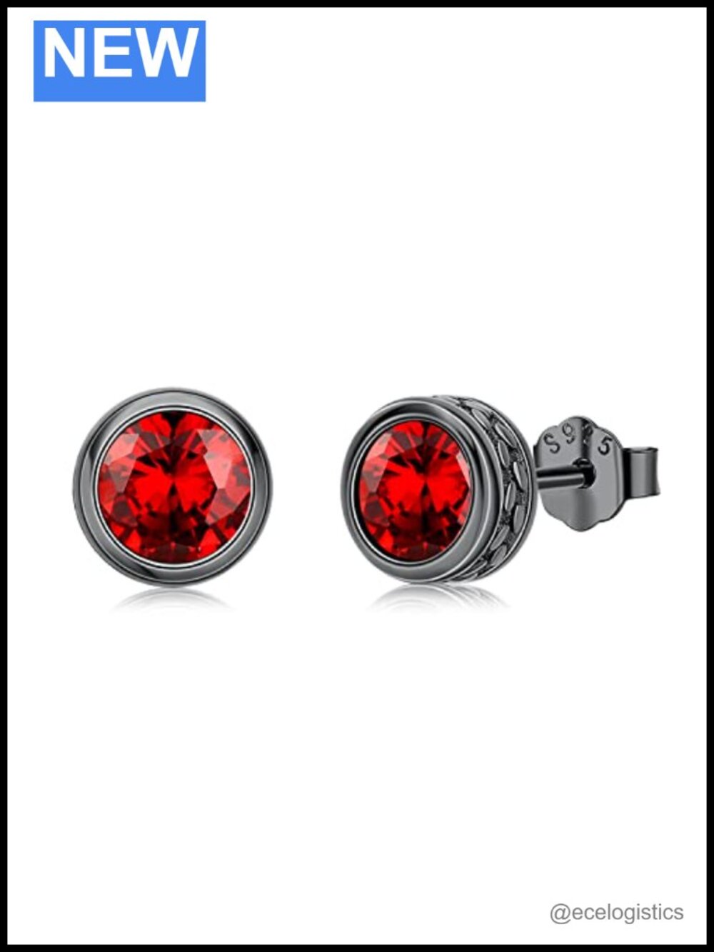 925 Sterling Silver Birthstone Stud Earrings Cubic Zirconia Screw Back